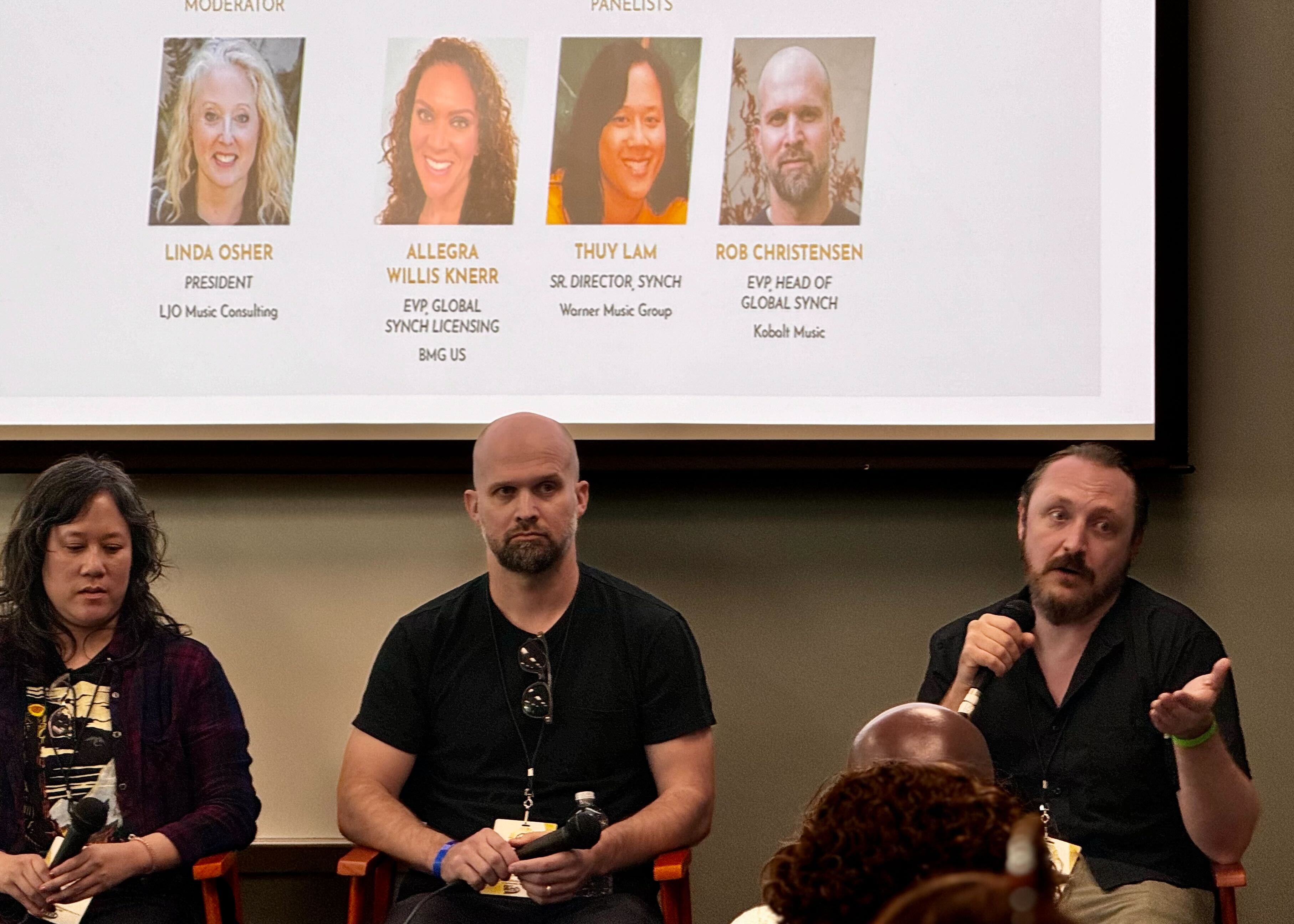 APM Music's Jim Cathcart explains a point during the Guild of Music Supervisors’ State of Music in Media Conference held at West LA College in Culver City on August 17, 2024.